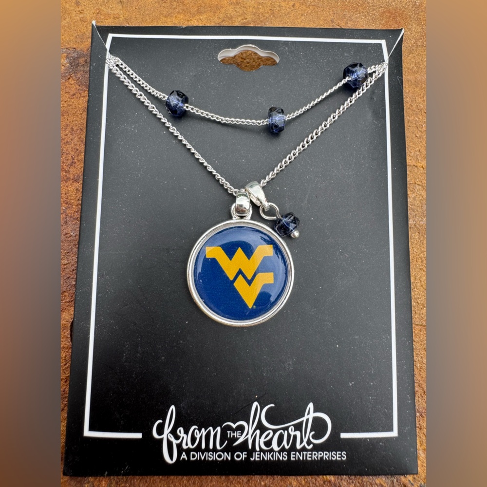 WVU Mountaineers Silver Necklace From the Heart